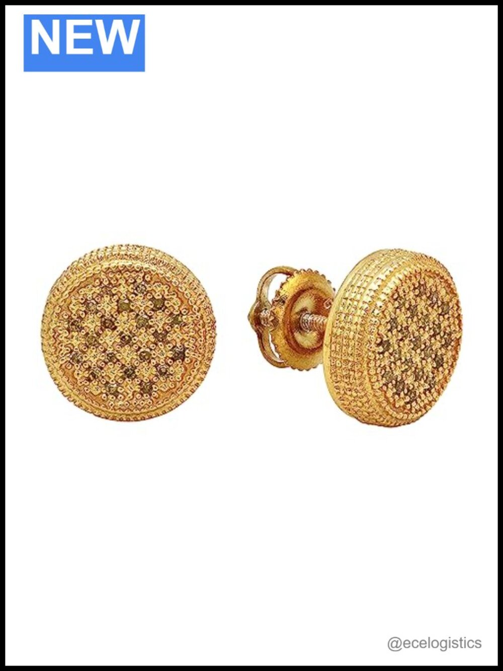 0.15 Ctw Natural Yellow Diamond Cluster Stud Earrings in Yellow Gold Plated